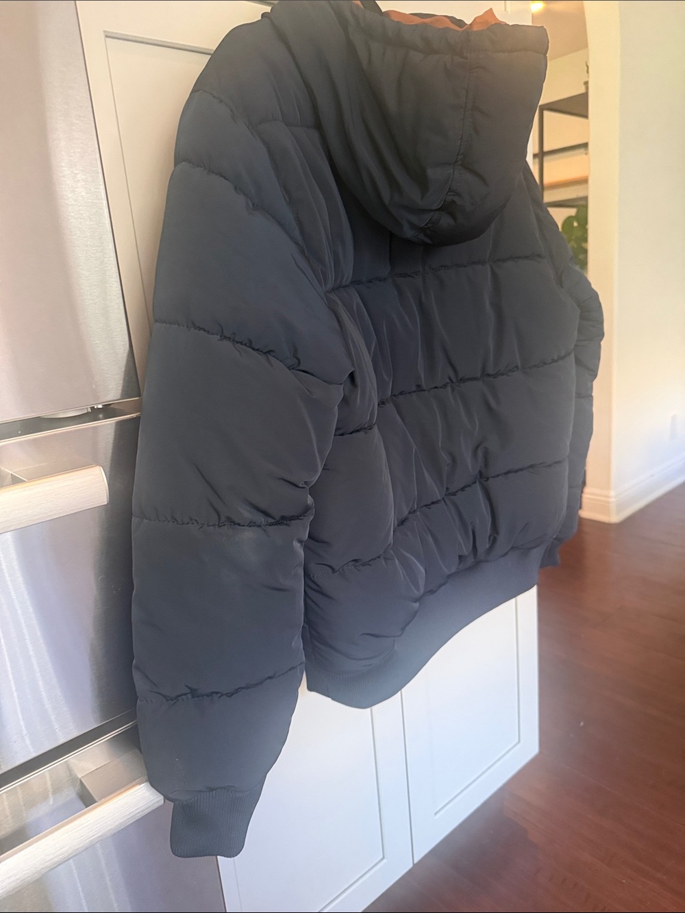 H&M Navy Puffer Jacket with Orange Hood Lining - Picture 5 of 8